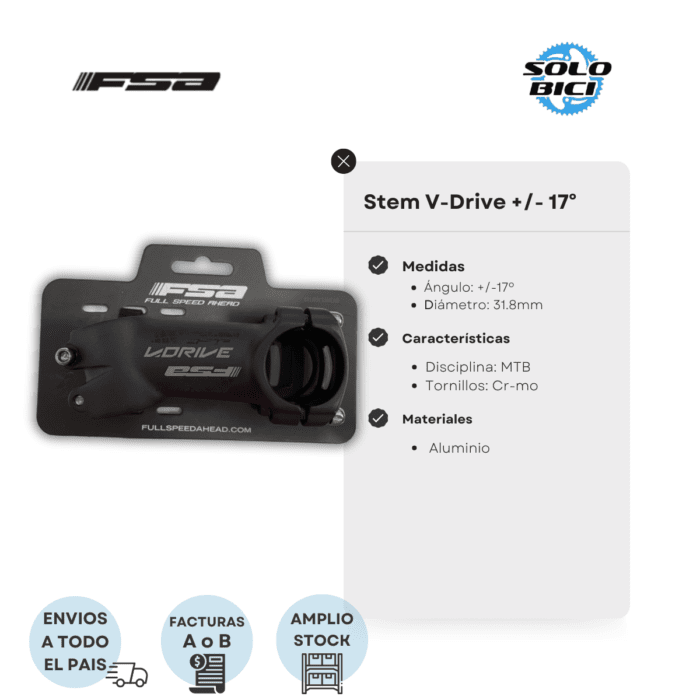 Stem De Bicicleta Fsa V-drive 31.8mm +/-17º - Imagen 3