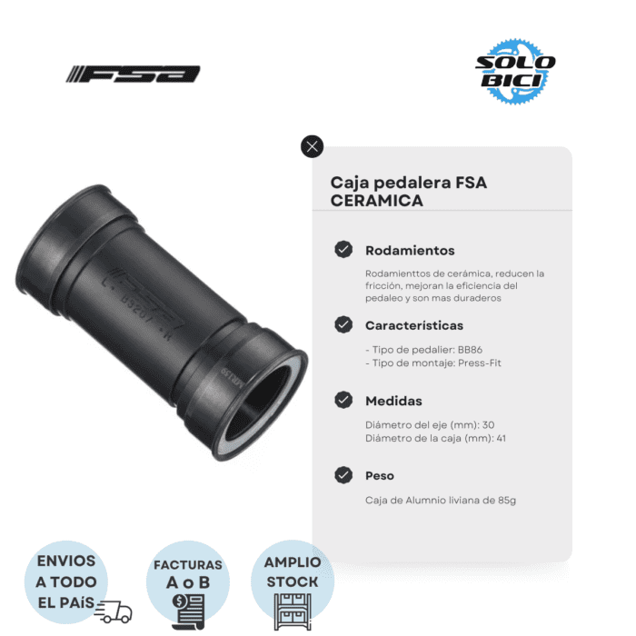 Caja Pedalera Ceramica Fsa Bb86 30mm Pressfit - Imagen 2