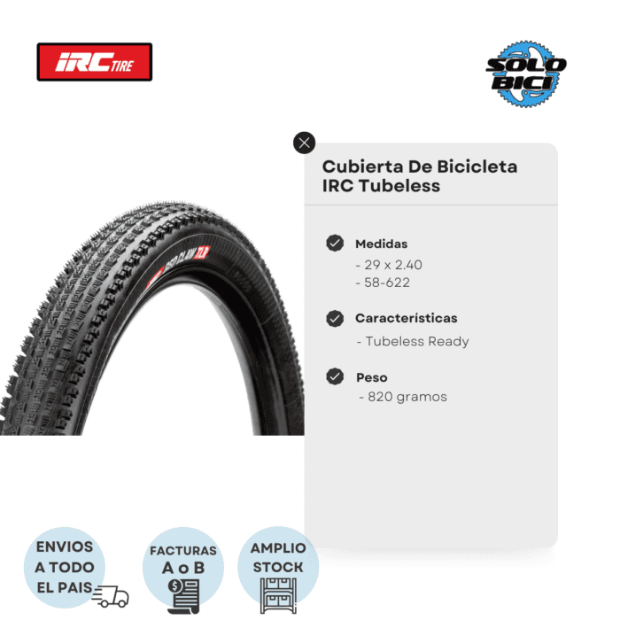 Cubierta de Mtb Irc Geo Claw Tlr 29 X 2.40 - Imagen 3
