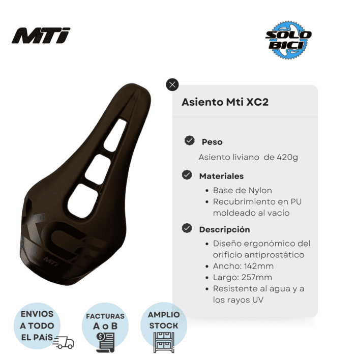 Asiento Bicicleta Mtb Mti Xc2 Antiprostatico - Imagen 4