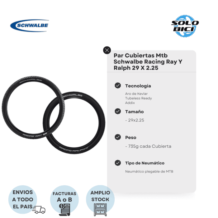 Par de Cubiertas Mtb Schwalbe Racing Ray y Ralph 29x2.25 - Imagen 3