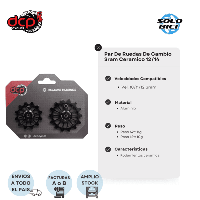 Par de Ruedas de Cambio DCP para Sram 12 Vel Rodamientos Ceramico 12 Y 14t - Imagen 6