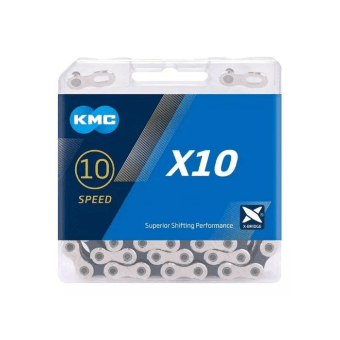 Cadena De Bicicleta Kmc X10 Silver/black 10 Vel 116 Eslabones