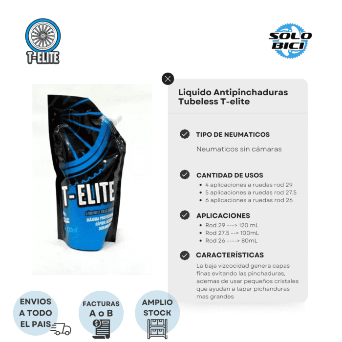 Liquido Antipinchaduras Tubeless T-elite - Imagen 2