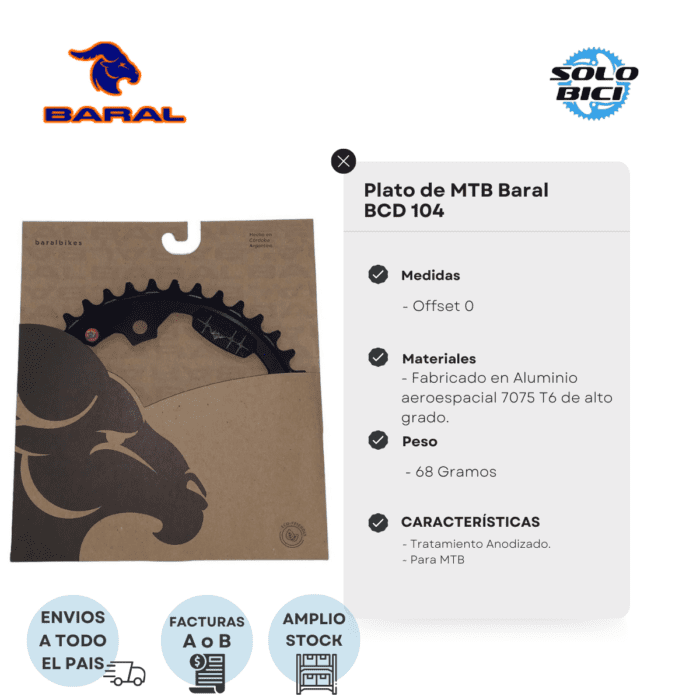 Plato de Mtb Baral Bcd 104 - Imagen 2