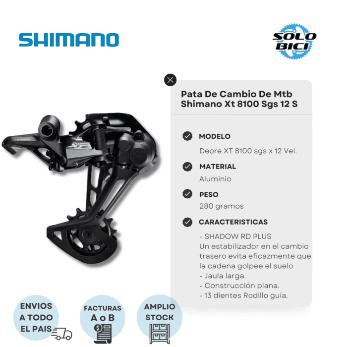 Pata De Cambio De Mtb Shimano Xt 8100 Sgs 12 Velocidades - Imagen 2