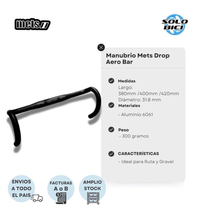 Manubrio De Bicicleta De Ruta Mets Drop Aero Bar - Imagen 2
