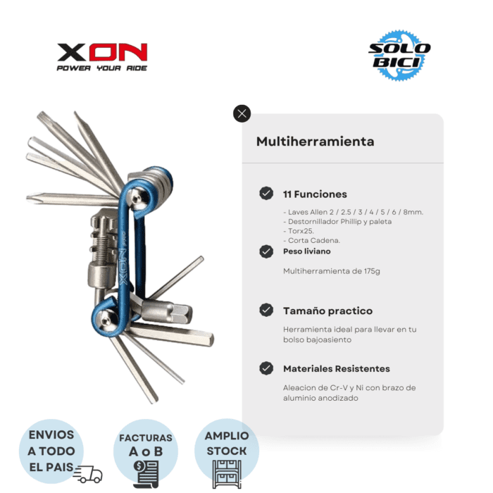 Multiherramienta Para Bicicleta Xon 11 Funciones - Imagen 3