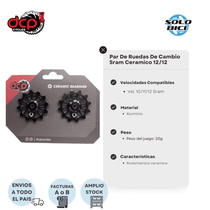 Par de Ruedas de Cambio DCP para Sram 12 Vel Rodamientos Ceramico 12 Y 12t - Imagen 9