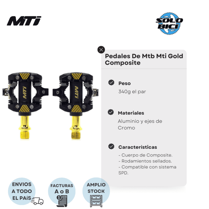 Pedales De Mtb Mti Gold Composite - Imagen 2