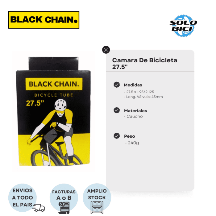 Camara De Bicicleta Black Chain 27.5 - Imagen 3