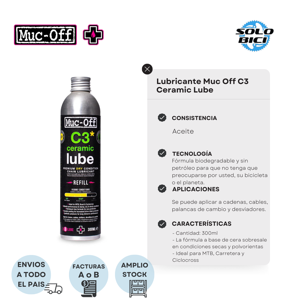 Lubricante Muc Off C3 Ceramic Lube 300ml - Imagen 2