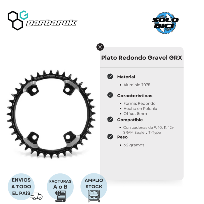 Plato De Gravel Garbaruk Grx Offset 5mm 40t - Imagen 3