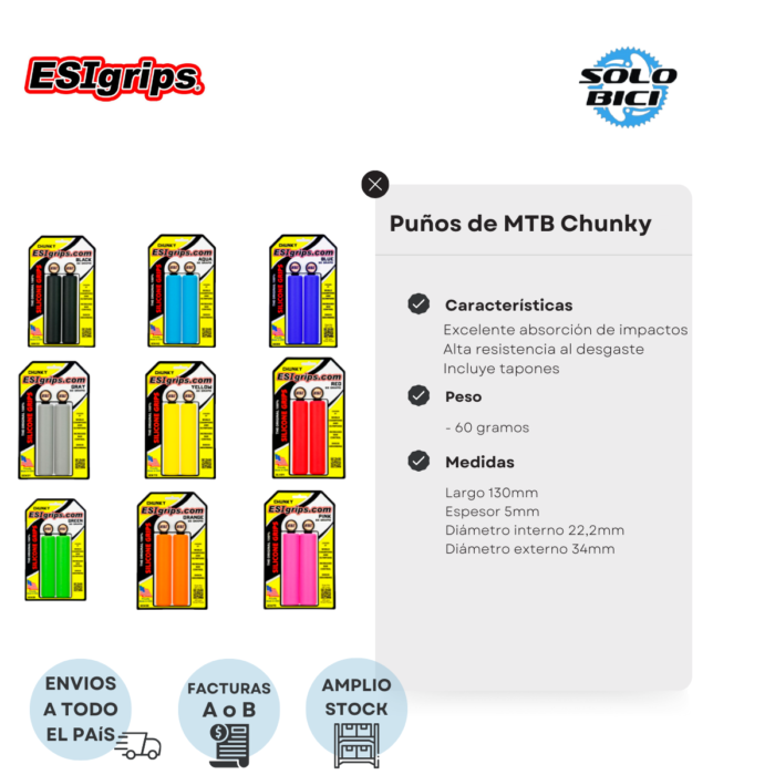 Puños Bicicleta Esigrips Chunky Silicona 130mm - Imagen 10