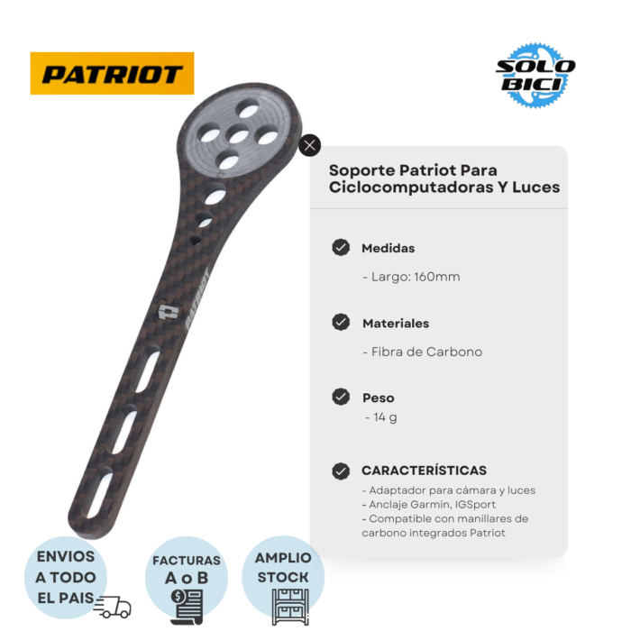Soporte Patriot Para Ciclocomputadoras y Luces - Imagen 3