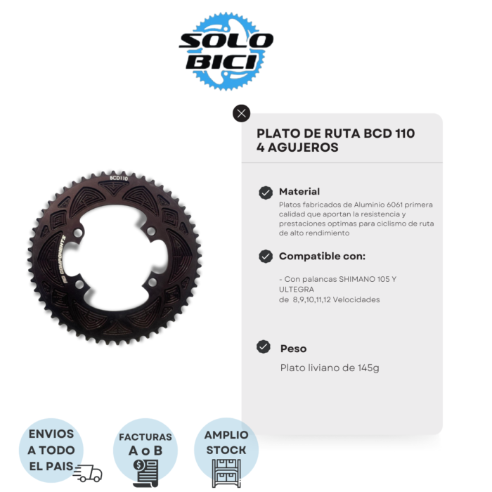 Plato De Bicicleta De Ruta Bcd 110 4 Agujeros RD - Imagen 2