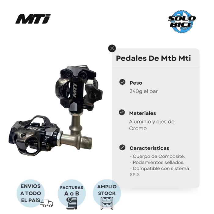 Pedales De Mtb Mti Gris Compatibles Shimano C/calas - Imagen 3